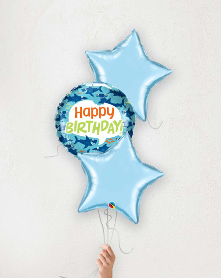Balloon Bouquet Birthday sharks and blue stars