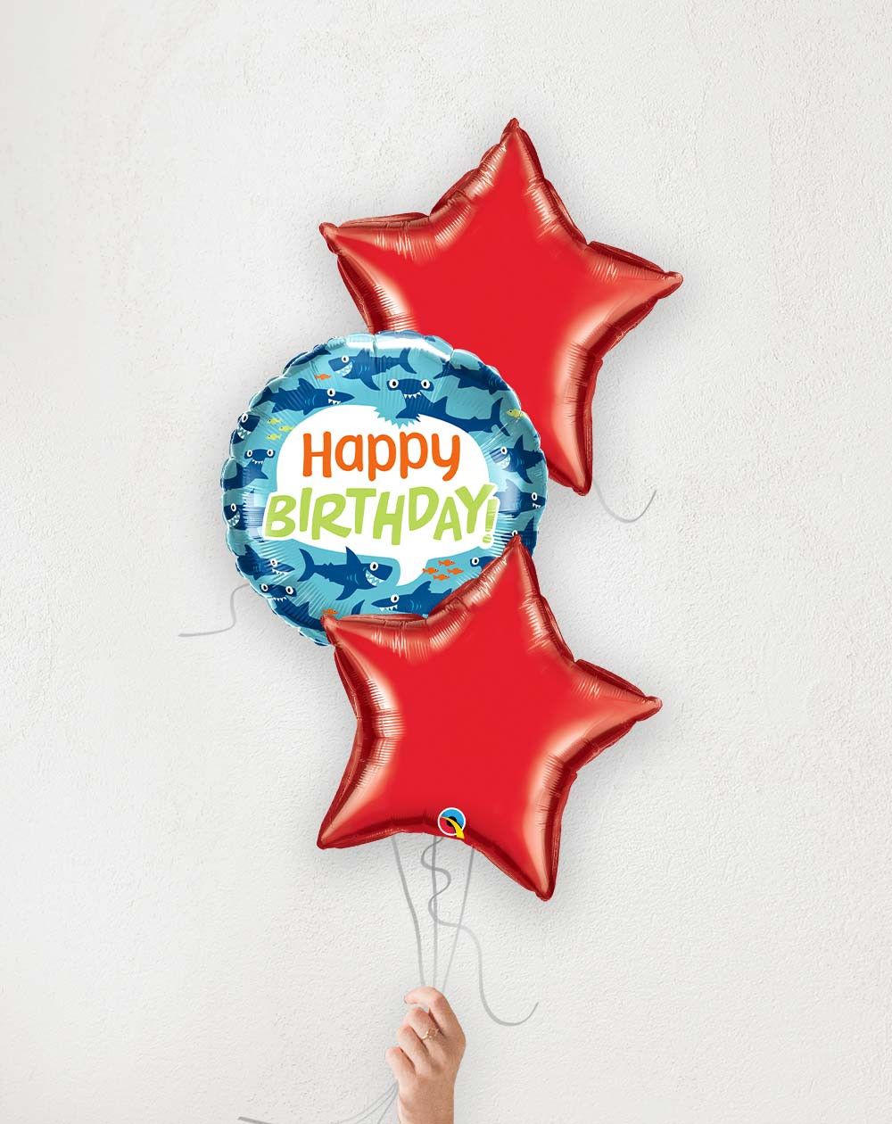 Balloon Bouquet Birthday sharks and red stars