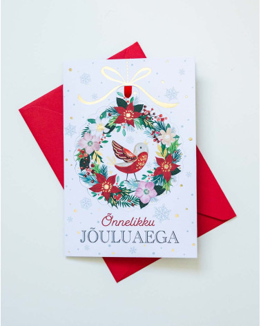 Jõuluehtega Jõulukaart Lind - Agapics