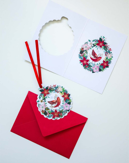 Christmas Card Bird with tree decoration - Agapics