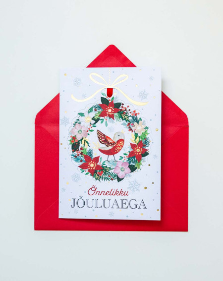 Christmas Card Bird with tree decoration - Agapics