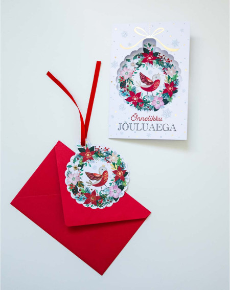 Christmas Card Bird with tree decoration - Agapics