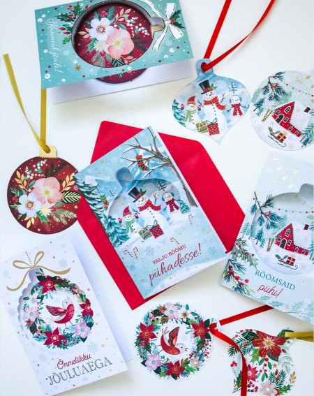 Christmas Card Bird with tree decoration - Agapics