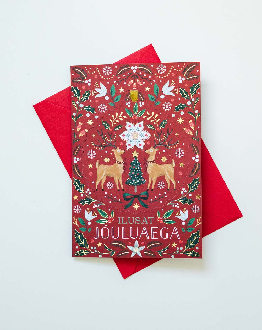 Christmas Card Deer with tree decoration - Agapics