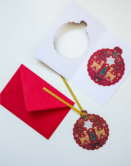 Christmas Card Deer with tree decoration - Agapics