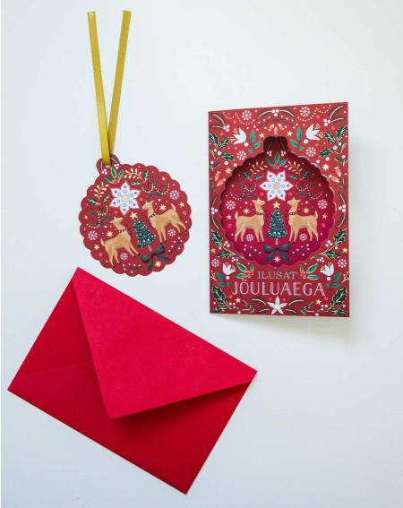 Christmas Card Deer with tree decoration - Agapics