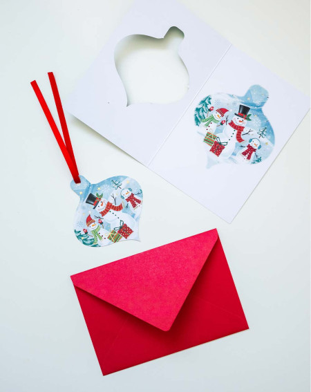 Christmas Card Snowmen with tree decoration - Agapics