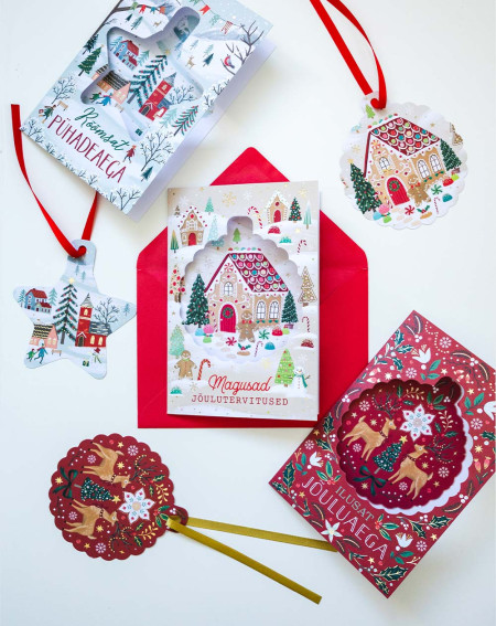 Christmas Card Snowmen with tree decoration - Agapics