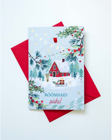 Christmas Card winter wonderland with tree decoration - Agapics