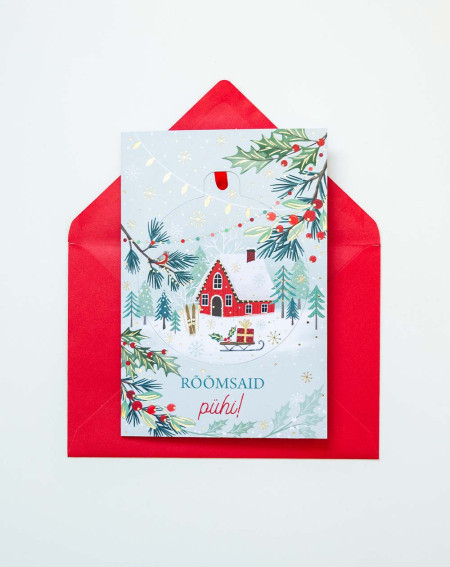 Christmas Card winter wonderland with tree decoration - Agapics