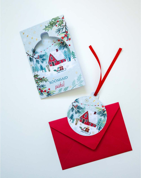 Christmas Card winter wonderland with tree decoration - Agapics