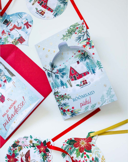 Christmas Card winter wonderland with tree decoration - Agapics