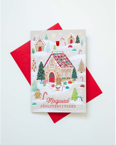 Christmas Card Gingerbread house with tree decoration - Agapics