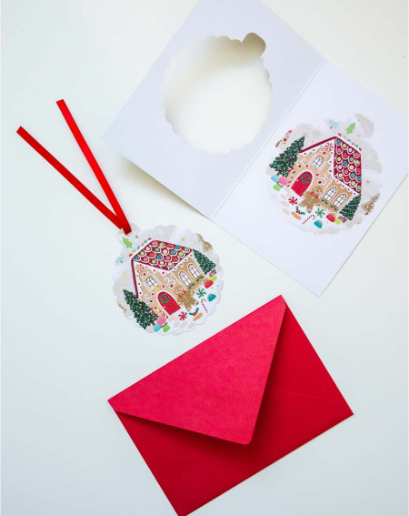 Christmas Card Gingerbread house with tree decoration - Agapics