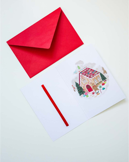 Christmas Card Gingerbread house with tree decoration - Agapics