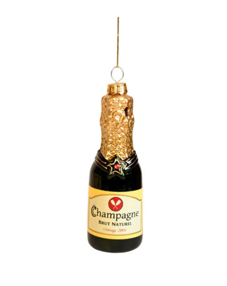 Christmas tree ornament Champagne bottle glass - Chritsmas deco - Agapics