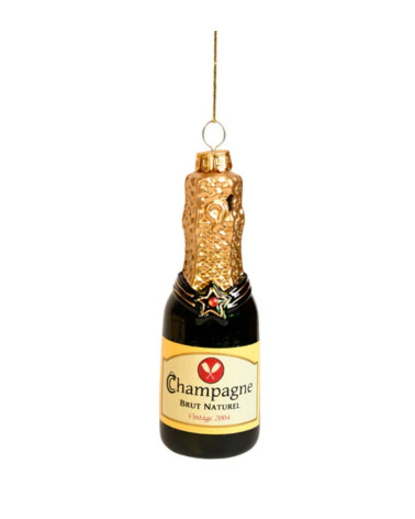 Christmas tree ornament Champagne bottle glass - Chritsmas deco - Agapics