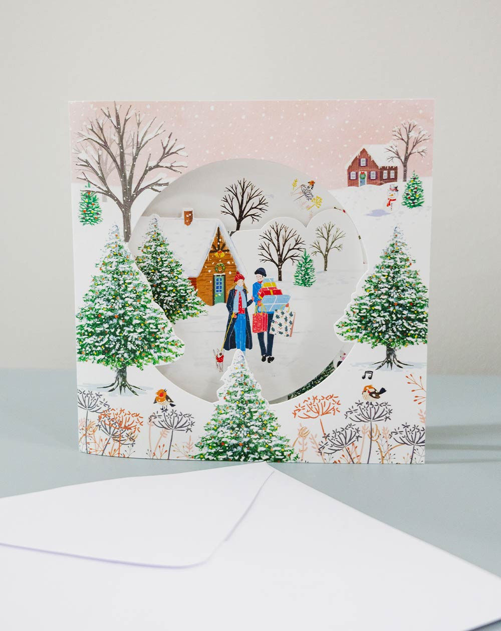 Christmas Card Walk in the snow - Holiday Greetings - Agapics