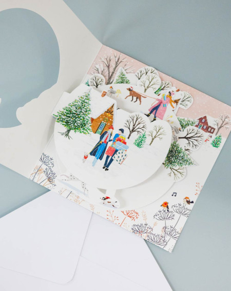 Christmas Card Walk in the snow - Holiday Greetings - Agapics