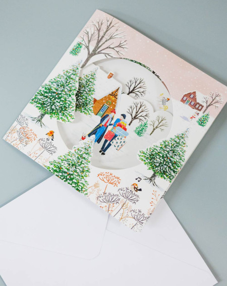 Christmas Card Walk in the snow - Holiday Greetings - Agapics