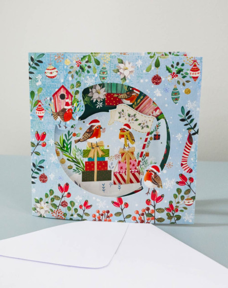 Christmas Card Birds and birdhouses - Agapics