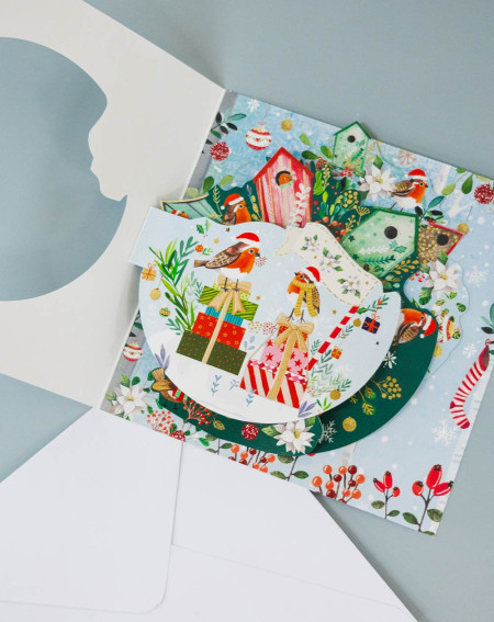 Christmas Card Birds and birdhouses - Agapics