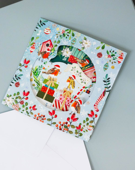 Christmas Card Birds and birdhouses - Agapics