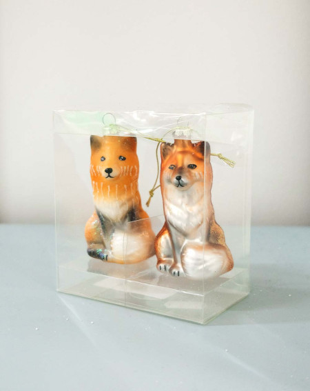 Christmas tree ornament Foxes glass - Christmas decorations - Agapics