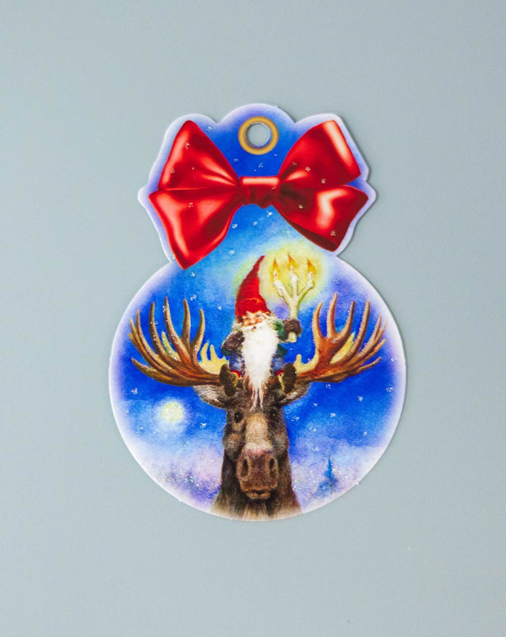 Small Christmas Gift Bag Card Elf and moose