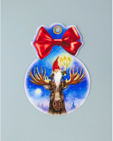 Small Christmas Gift Bag Card Elf and moose