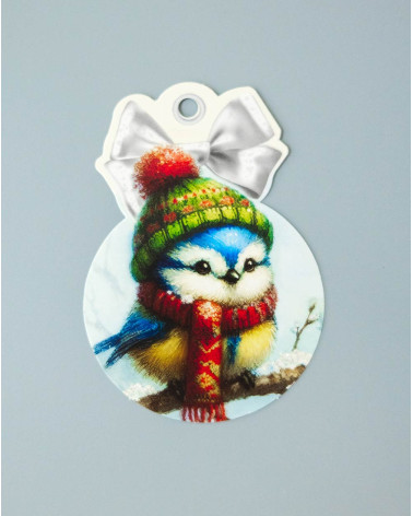 Small Christmas Gift Bag Card Great Tit