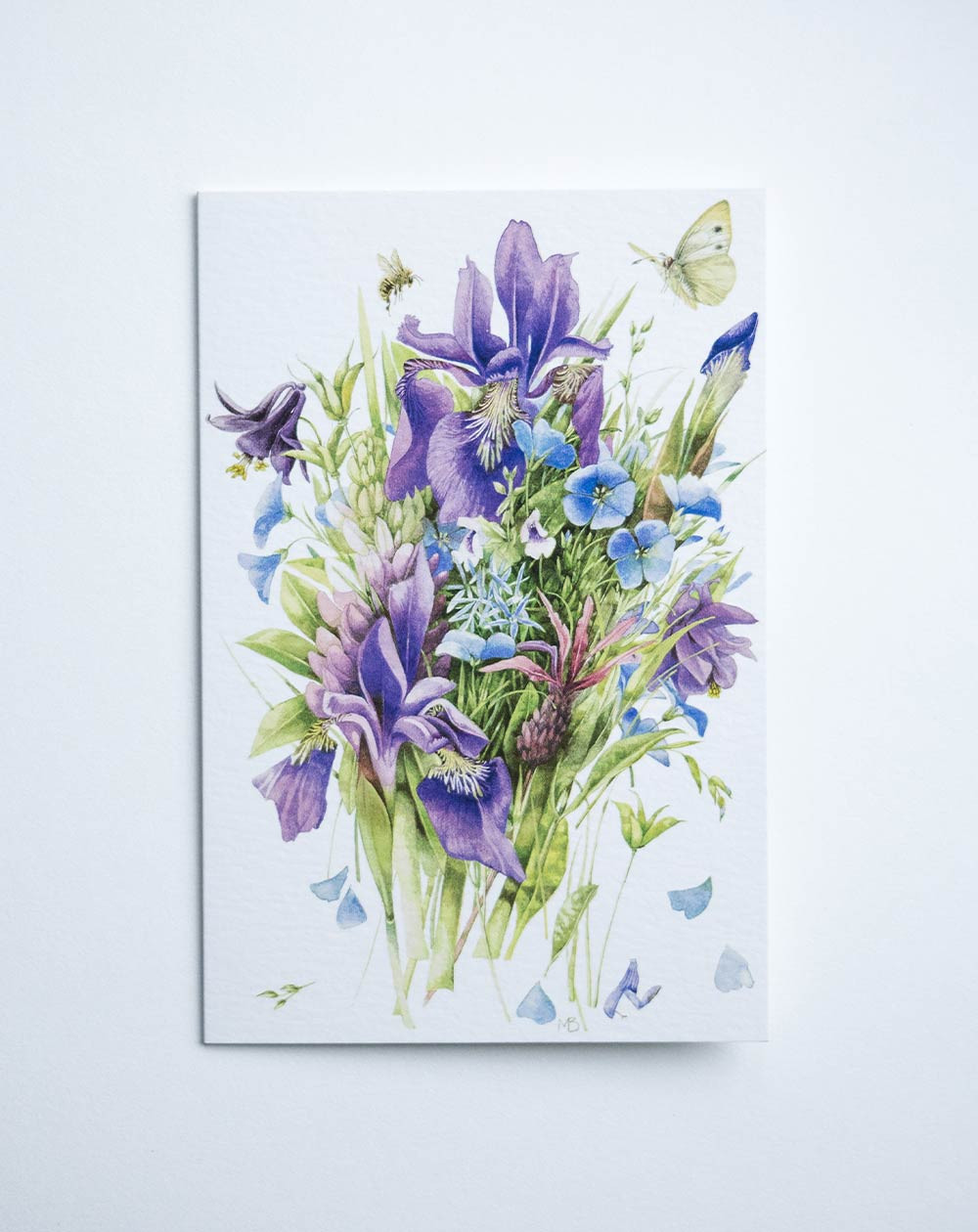 Card Blue flowers and butterfly