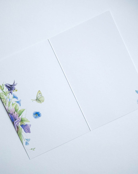 Card Blue flowers and butterfly