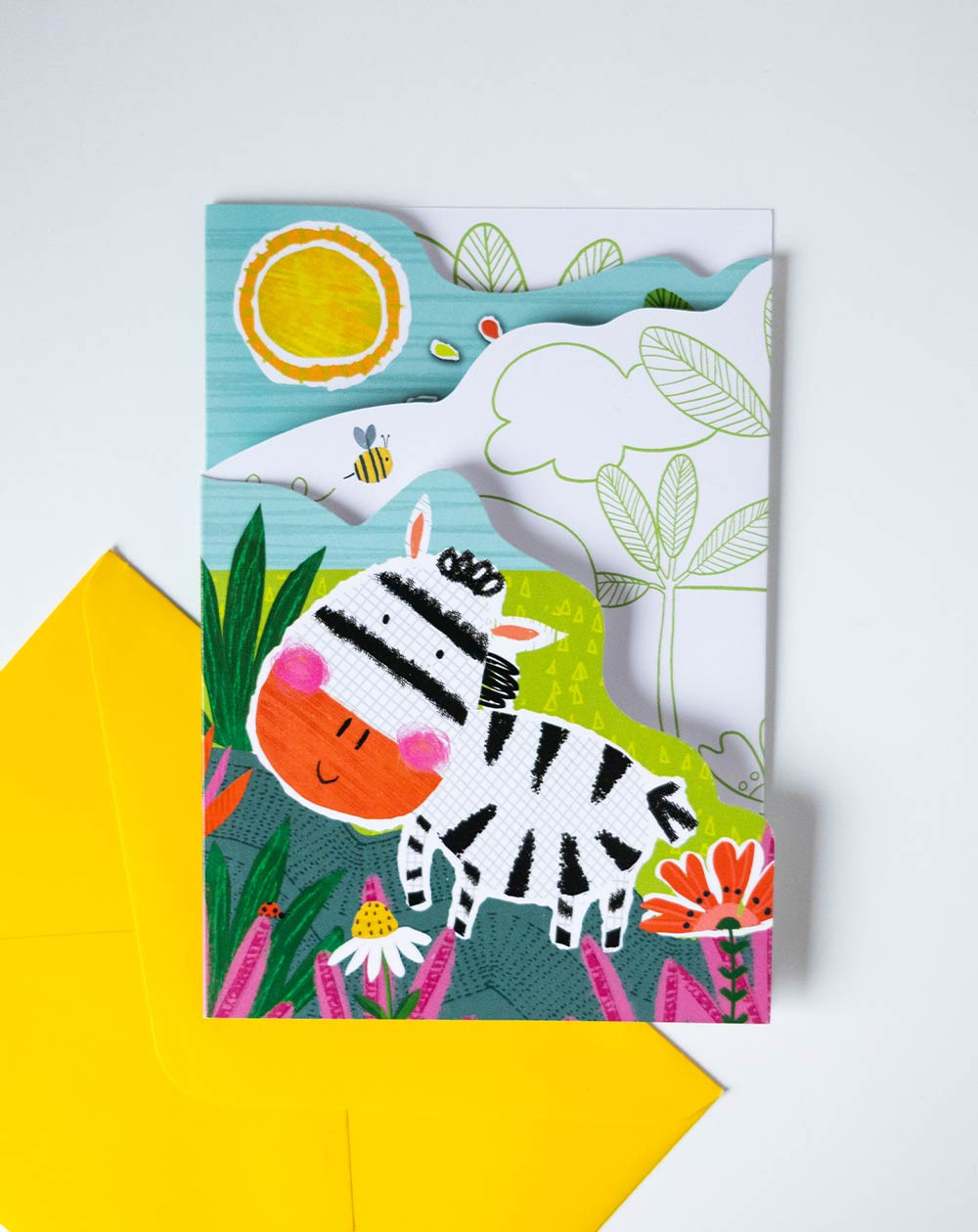 Card Zebra, elephant and lion