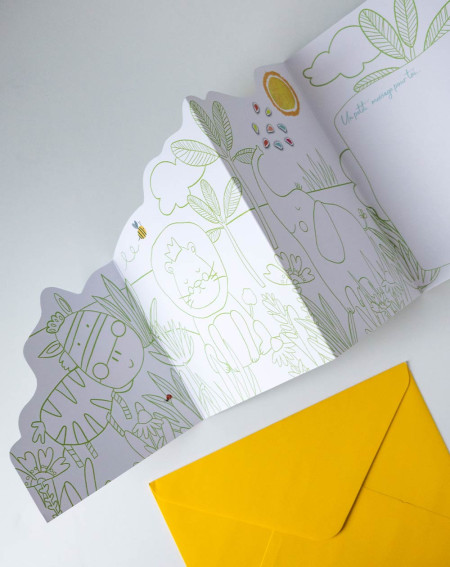 Card Zebra, elephant and lion