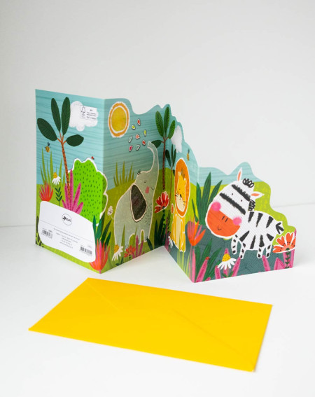 Card Zebra, elephant and lion