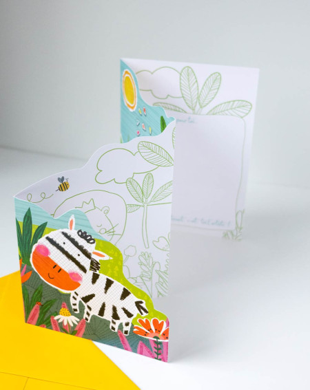 Card Zebra, elephant and lion