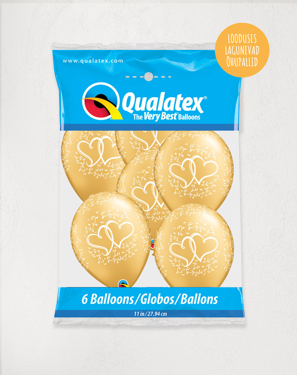 Balloons 6pc Hearts in a pack - Earth-friendly balloons - Agapics