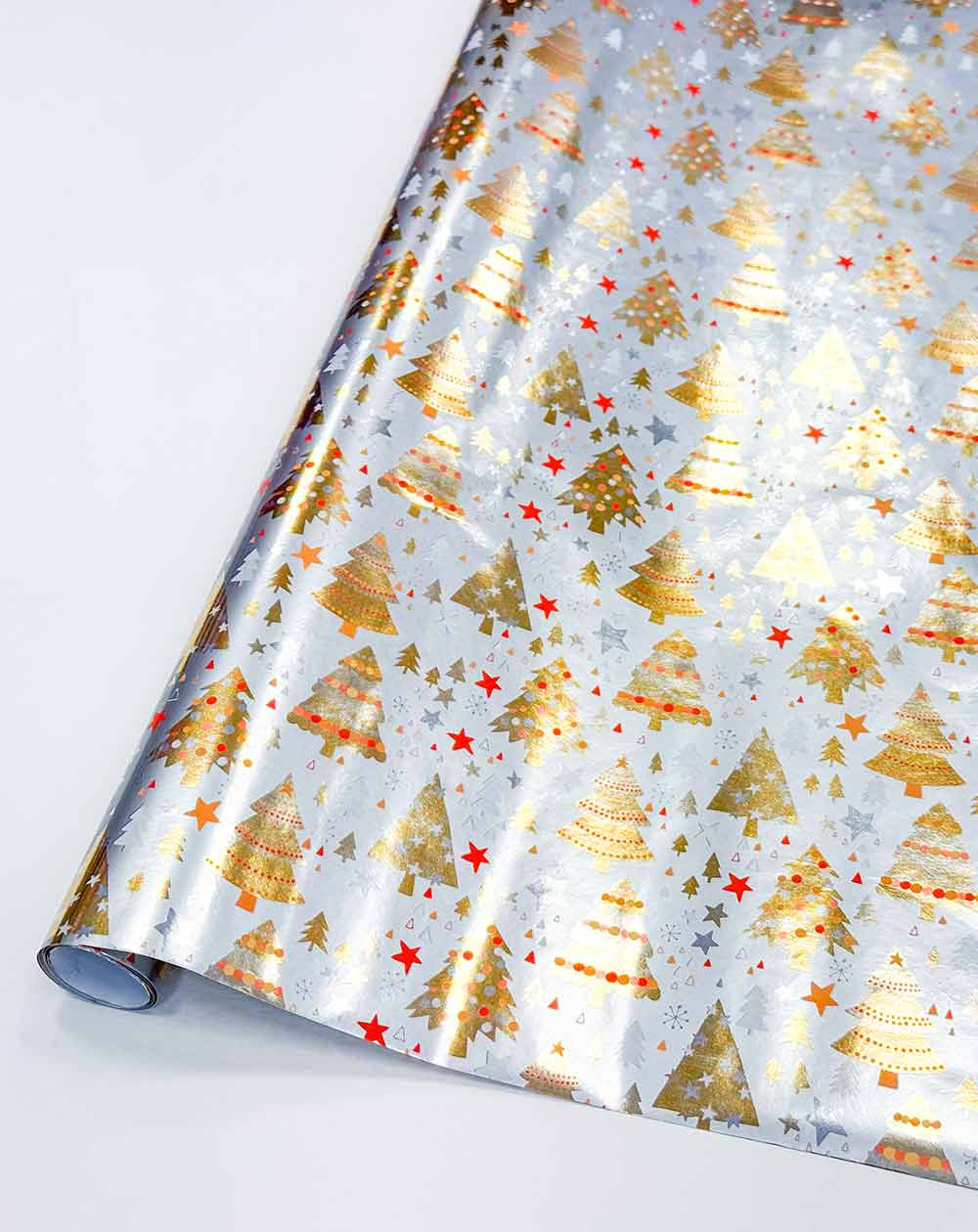 Wrapping paper Christmas trees and stars 1,5m