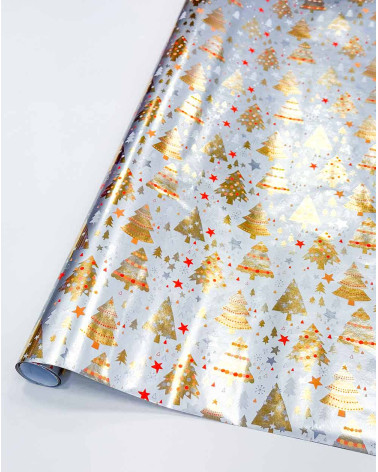 Wrapping paper Christmas trees and stars 1,5m