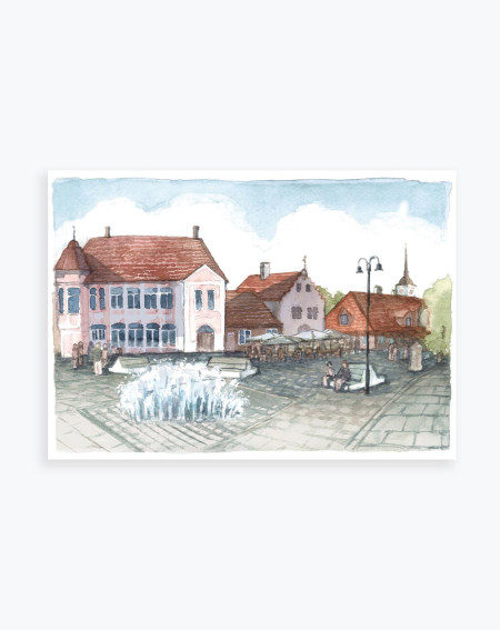 Tourist Postcard Kuressaare Central Square