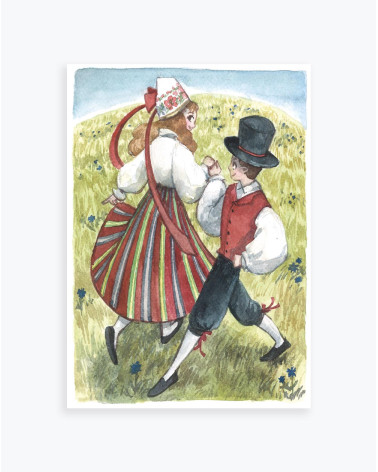 Tourist Postcard Folk Dancers