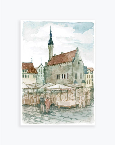 Tourist Postcard Tallinn Town Hall