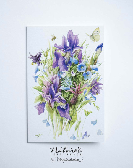 Card Marjolein Bastin Blue flowers and butterfly