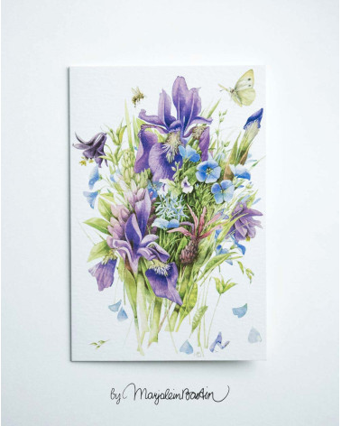 Kaart Marjolein Bastin Sinised lilled ja liblikas