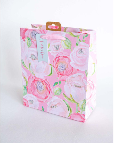 Medium Gift Bag M Pink Flowers