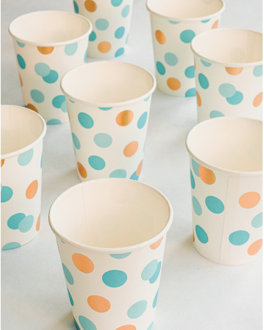 Drinking Cups 8pc Blue & Gold paper 250 ml