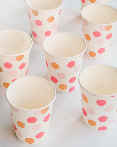 Drinking Cups 8pc Pink & Gold paper 250 ml