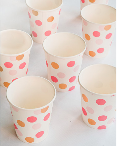 Drinking Cups 8pc Pink & Gold paper 250 ml