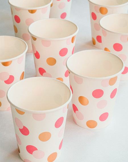 Drinking Cups 8pc Pink & Gold paper 250 ml